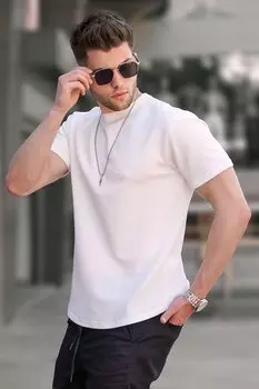 Базовая футболка из вафельной ткани цвета экрю 5883 MADMEXT