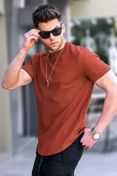 Базовая футболка из вафельной ткани с плиткой 5883 MADMEXT