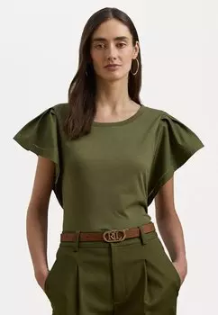 Базовая футболка JERSEY FLUTTER SLEEVE TEE Lauren Ralph Lauren, оливковый