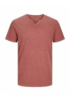Базовая футболка JJESPLIT NECK Jack & Jones, цвет Red Ochre