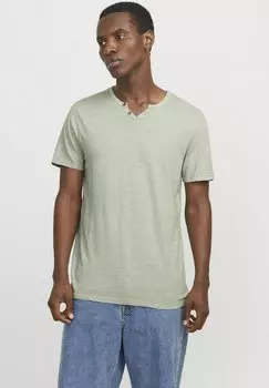Базовая футболка JJESPLIT NECK SS NOOS Jack & Jones, светло-зеленый