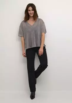 Базовая футболка JULIA V-NECK Kaffe, серый