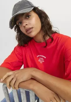 Базовая футболка JXALVA LOOSE PRINT TEE JJXX, красный
