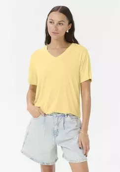 Базовая футболка KAFRIDA - Blouse Kaffe, светло-желтый