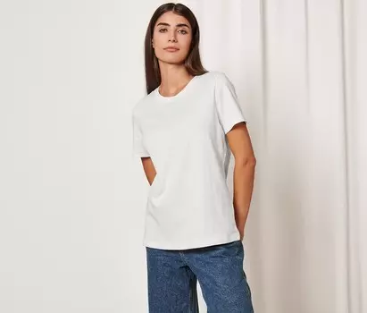 Базовая футболка кремового цвета Tchibo, кремового цвета