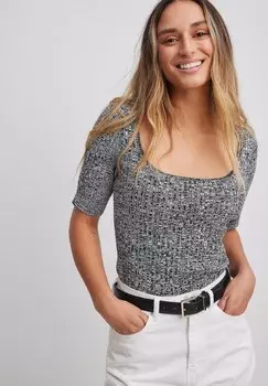 Базовая футболка Kurzrmeliges NA-KD, цвет black white