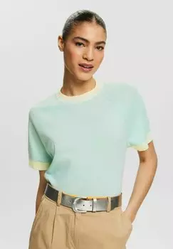 Базовая футболка KURZRMLIGER IM ZWEIFARBEN-DESIGN Esprit, цвет light aqua green
