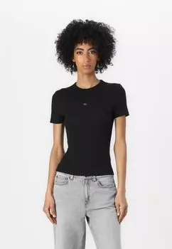 Базовая футболка LABEL FITTED TEE Calvin Klein Jeans, черный