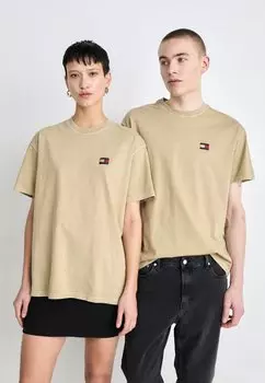 Базовая футболка LABEL TEE Tommy Jeans, бежевый