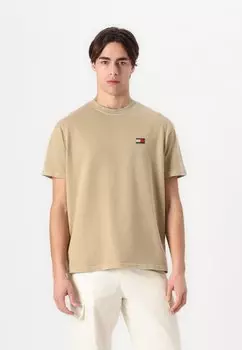 Базовая футболка LABEL TEE Tommy Jeans, бежевый