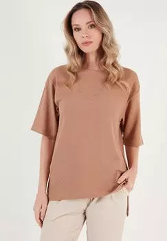 Базовая футболка LELA, светло-коричневый