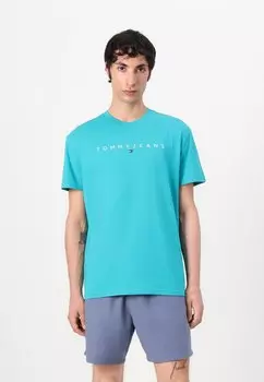 Базовая футболка LINEAR LOGO TEE Tommy Jeans, бирюзовый
