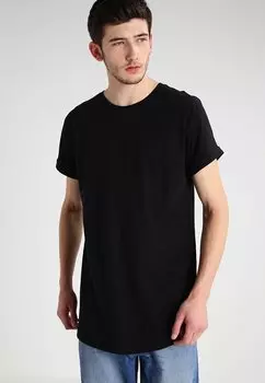 Базовая футболка LONG SHAPED TURNUP Urban Classics, черный