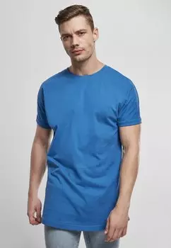 Базовая футболка LONG SHAPED TURNUP Urban Classics, спортивный синий