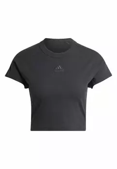 Базовая футболка LOUNGE RIBBED CROP adidas Sportswear, черный