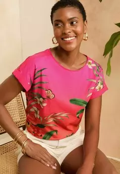 Базовая футболка Love & Roses, пестрый розовый