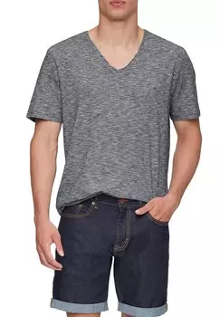Базовая футболка MELIERTES MIT V-AUSSCHNITT QS, цвет Mottled Black