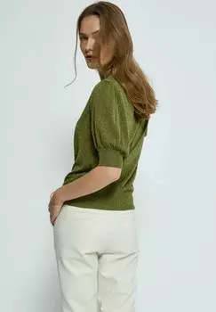 Базовая футболка Minus, оливково-зеленый металлик Liva Puff Sleeve