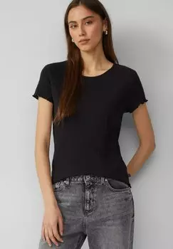 Базовая футболка MIT AJOUR-MUSTER QS, черный