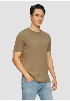 Базовая футболка MIT CREW NECK UND LOGO s.Oliver, бежевый