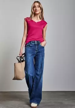 Базовая футболка MIT KNOPFDETAIL Street One, черничный