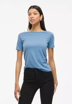 Базовая футболка MIT KURZEN RMELN U-BOOT-AUSSCHNITT VILA, темно-синий