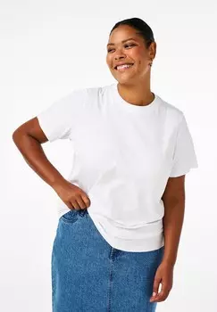 Базовая футболка MIT RUNDHALSAUSSCHNITT Zizzi, белый