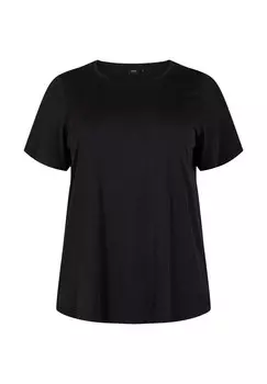 Базовая футболка MIT RUNDHALSAUSSCHNITT Zizzi, черный