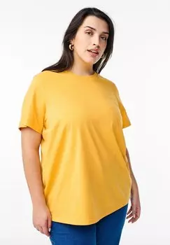 Базовая футболка MIT RUNDHALSAUSSCHNITT Zizzi, желтый