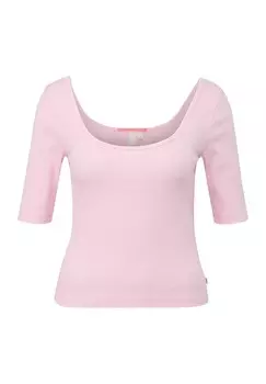 Базовая футболка MIT TIEFEM RUNDHALSAUSSCHNITT QS, розовый