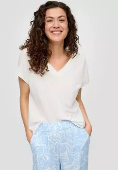 Базовая футболка MIT V-AUSSCHNITT s.Oliver, кремовый