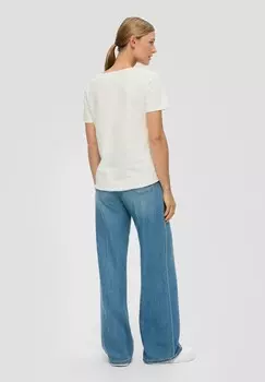 Базовая футболка MIT V-AUSSCHNITT s.Oliver, кремовый