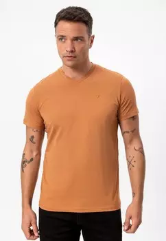 Базовая футболка MITO V NECK COTTON REGULAR FIT anou anou, темно-синий