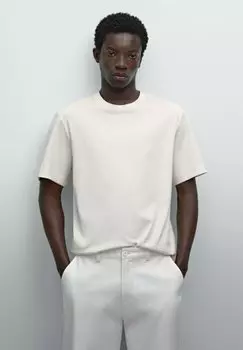 Базовая футболка NECK DETAIL Massimo Dutti, бежевый