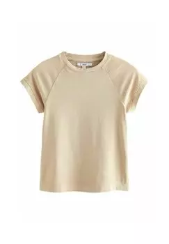 Базовая футболка нейтрального цвета Crew Neck Short Sleeve Raglan Regular Fit Next, бежевый
