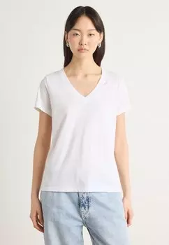 Базовая футболка NEW YORK STACK PATCH LOGO V NECK TEE DKNY, белый