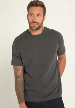 Базовая футболка OEKO-TEX HALBARM BRUSTTASCHE RUNDHALS JP1880, темно-серый