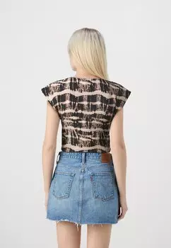 Базовая футболка Onlhillery Vneck ONLY, чёрная/коричневая