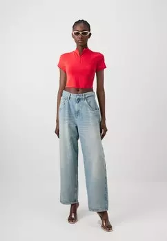 Базовая футболка ONLLIVE LOVE ZIP TOP ONLY, красный