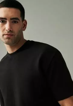 Базовая футболка Ottoman Texture Relaxed Fit Next, черная
