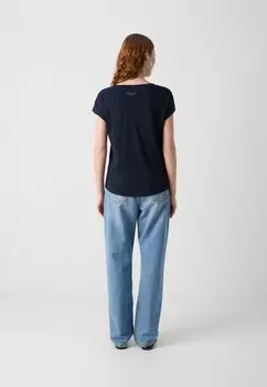 Базовая футболка Overcut Sleeves Deep Round Neck Marc O'Polo, темно-синий