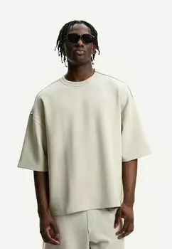 Базовая футболка OVERSIZED Bershka, светло-серый