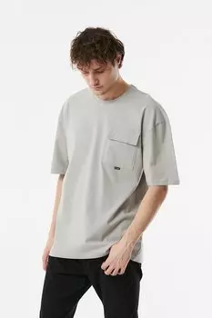 Базовая футболка оверсайз с круглым вырезом и карманами Fullamoda, копченый