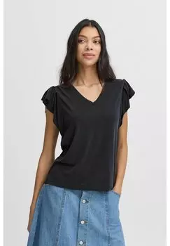 Базовая футболка PERL RUFFLE b.young, черный