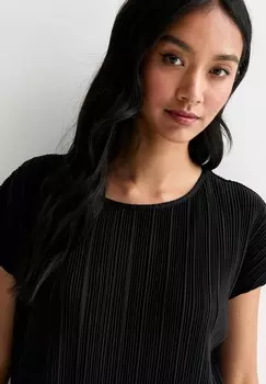Базовая футболка PLISS CAP SLEEVE New Look, черный