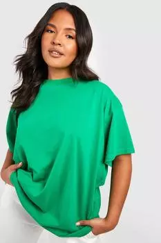 Базовая футболка plus оверсайз из хлопка с круглым вырезом Boohoo, зеленый