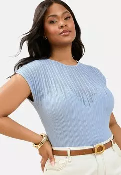 Базовая футболка PLUS SIZE FIT - SHEER STAGGERED SPARKLE Lipsy, синий