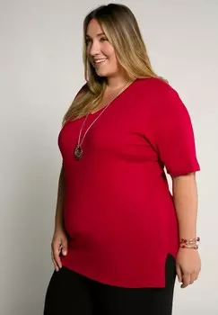 Базовая футболка PLUS SIZE RELAXED FIT V-NECK TEE Ulla Popken, красный