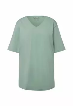 Базовая футболка PLUS SIZE RELAXED FIT V-NECK TEE Ulla Popken, светло-зеленый