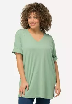 Базовая футболка PLUS SIZE RELAXED FIT V-NECK TEE Ulla Popken, светло-зеленый